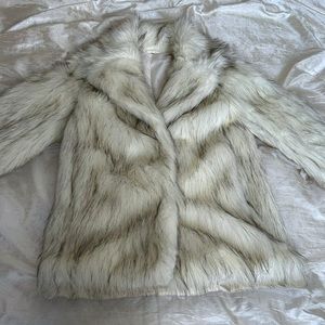 Vintage white & black oversized faux fur coat
